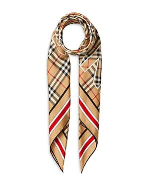 Burberry Logo Print Vintage Check Silk Square Scarf