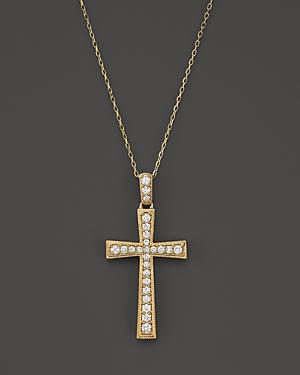 Diamond Cross Pendant Necklace In 14k Yellow Gold, .70 Ct. T.w.