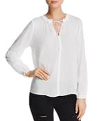 Velvet By Graham & Spencer Samantha Bishop Sleeve Split Neck Blouse