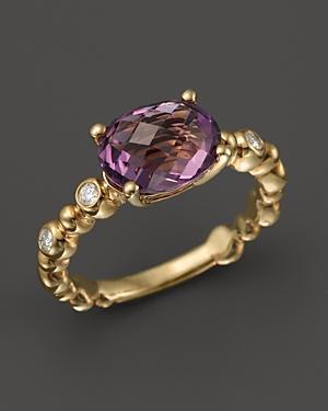 Michael Aram 18k Yellow Gold Single Row Molten Ring With Amethyst & Diamond Accents