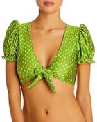 Shani Shemer Avocado Printed Puff-sleeve Tie Bikini Top