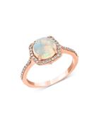 Bloomingdale's Opal & Diamond Halo Ring In 14k Rose Gold - 100% Exlusive