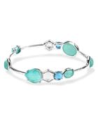 Ippolita Sterling Silver Rock Candy Gelato Swiss Blue Topaz, Amazonite, Turquoise, Mother-of-pearl & Clear Quartz Station Bangle Bracelet