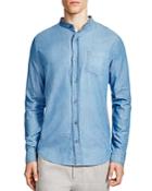 Vince Melrose Chambray Banded Collar Slim Fit Button Down Shirt