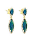 Meira T 14k Yellow Gold Opal Marquise & Pave Diamond Drop Earrings
