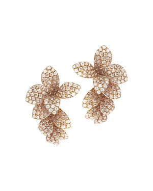 Pasquale Bruni 18k Rose Gold Stelle In Fiore White & Champagne Diamond Drop Earrings