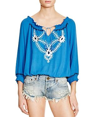 Piper Boho Embroidered Peasant Top