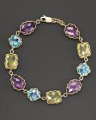 Amethyst, Blue Topaz And Green Quartz Bracelet In 14k Yellow Gold - 100% Exclusive