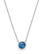 Bloomingdale's Blue Sapphire Bezel Pendant Necklace In 14k White Gold, 16 - 100% Exclusive