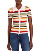 Alice And Olivia Colleen Striped Polo Shirt