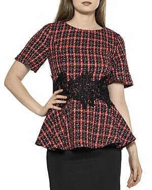 Gracia Lace Waist Tweed Peplum Top (42% Off) - Comparable Value $86.40