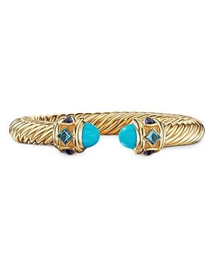 David Yurman 18k Yellow Gold Renaissance Bracelet With Turquoise, Hampton Blue Topaz & Iolite