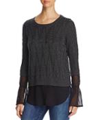 Design History Cable-knit Faux Underlay Sweater
