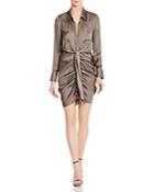 Haute Hippie Snake In The Grass Ruched Button-down Shirt Dress