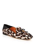 Tory Burch Women's Leopard Print Calf Hair Apron Toe Loafers