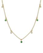 Zoe Chicco 14k Yellow Gold Emerald Gemstones Emerald & Diamond Dangle Choker Necklace, 14-16