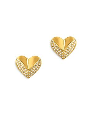 Bloomingdale's Pave Diamond Heart Stud Earrings In 14k Yellow Gold, 0.20 Ct. T.w. - 100% Exclusive