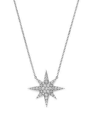 Bloomingdale's Pave Diamond Star Pendant Necklace In 14k White Gold, 1.0 Ct. T.w.
