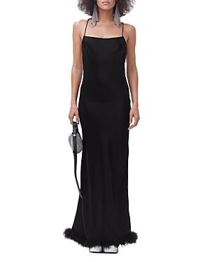 Simon Miller Kizo Sleeveless Feather Trimmed Column Gown