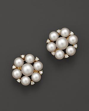 Cultured Freshwater Pearl Cluster Earrings In 14k Yellow Gold, 5mm