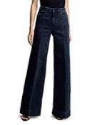 L'agence Sandy High Rise Wide Leg Jeans In Washed Black