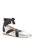 Loeffler Randall Women's Pearl Leather Ankle Tie Ballet Flats