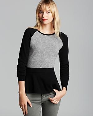 Quotation Sweater - Color Block Cashmere Peplum