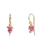 Gurhan 24k Yellow Gold Boucle Ruby Bead Cluster Wire Drop Earrings