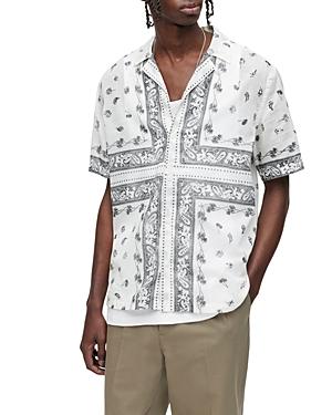 Allsaints Sectioned Relaxed Fit Short Sleeve Printed Shirt