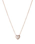 Links Of London Pave Heart Pendant Necklace In 18k Rose Gold-plated Sterling Silver, 17.7