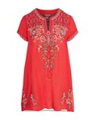 Johnny Was Cyrielle Embroidered Silk Tunic Dress