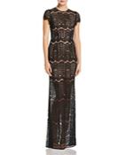 Aijek Lace Cap Sleeve Illusion Maxi Dress - 100% Exclusive