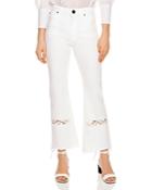 Sandro Telia Appliqued Cropped Flared Jeans In White