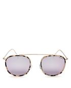 Illesteva Mykonos Ace Mirrored Brow Bar Round Sunglasses, 52mm
