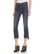 Mother Insider Crop Step Fray Jeans In Here, Kitty Kitty