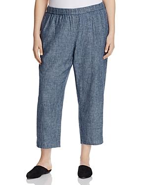 Eileen Fisher Plus Chambray Straight Crop Pants
