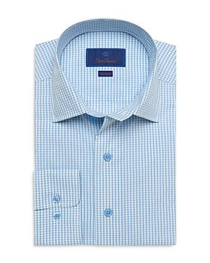 David Donahue Sky And Seafoam Mini Check Fusion Shirt