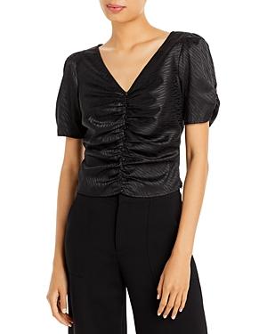 Lucy Paris Ruched Short Puff Sleeve Top