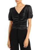 Lucy Paris Ruched Short Puff Sleeve Top