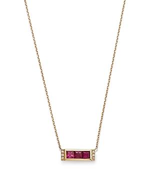 Bloomingdale's Ruby & Diamond Accent Bar Necklace In 14k Yellow Gold, 17.5 - 100% Exclusive