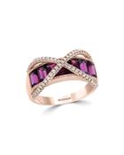 Bloomingdale's Garnet & Diamond Crossover Ring In 14k Rose Gold - 100% Exclusive