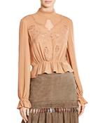 Haute Hippie Della Rose Embroidered Eyelet Blouse