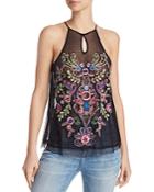 Guess Cassia Embroidered Mesh Top