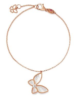 Roberto Coin 18k Rose Gold Mother-of-pearl & Diamond Butterfly Charm Bracelet
