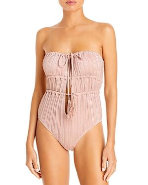 Ramy Brook Marta Strapless Metallic One Piece Swimsuit