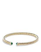 David Yurman Precious Cable Pave Cablespira Bracelet With Emeralds In Gold
