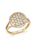 Diamond Halo Cluster Ring In 14k Yellow Gold, 1.0 Ct. T.w.