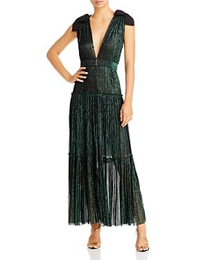 Sabina Musayev Ray Bow Pleated Maxi Dress