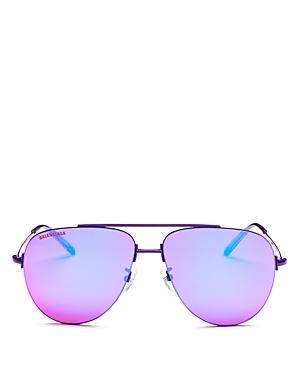 Balenciaga Men's Mirrored Brow Bar Aviator Sunglasses, 58mm