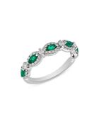 Bloomingdale's Emerald And Diamond Ring In 14k White Gold - 100% Exclusive